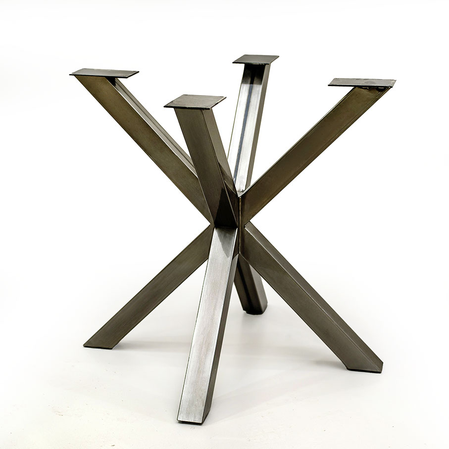 Tischgestell Spider-Form aus Stahl 80×70 cm klar lackiert