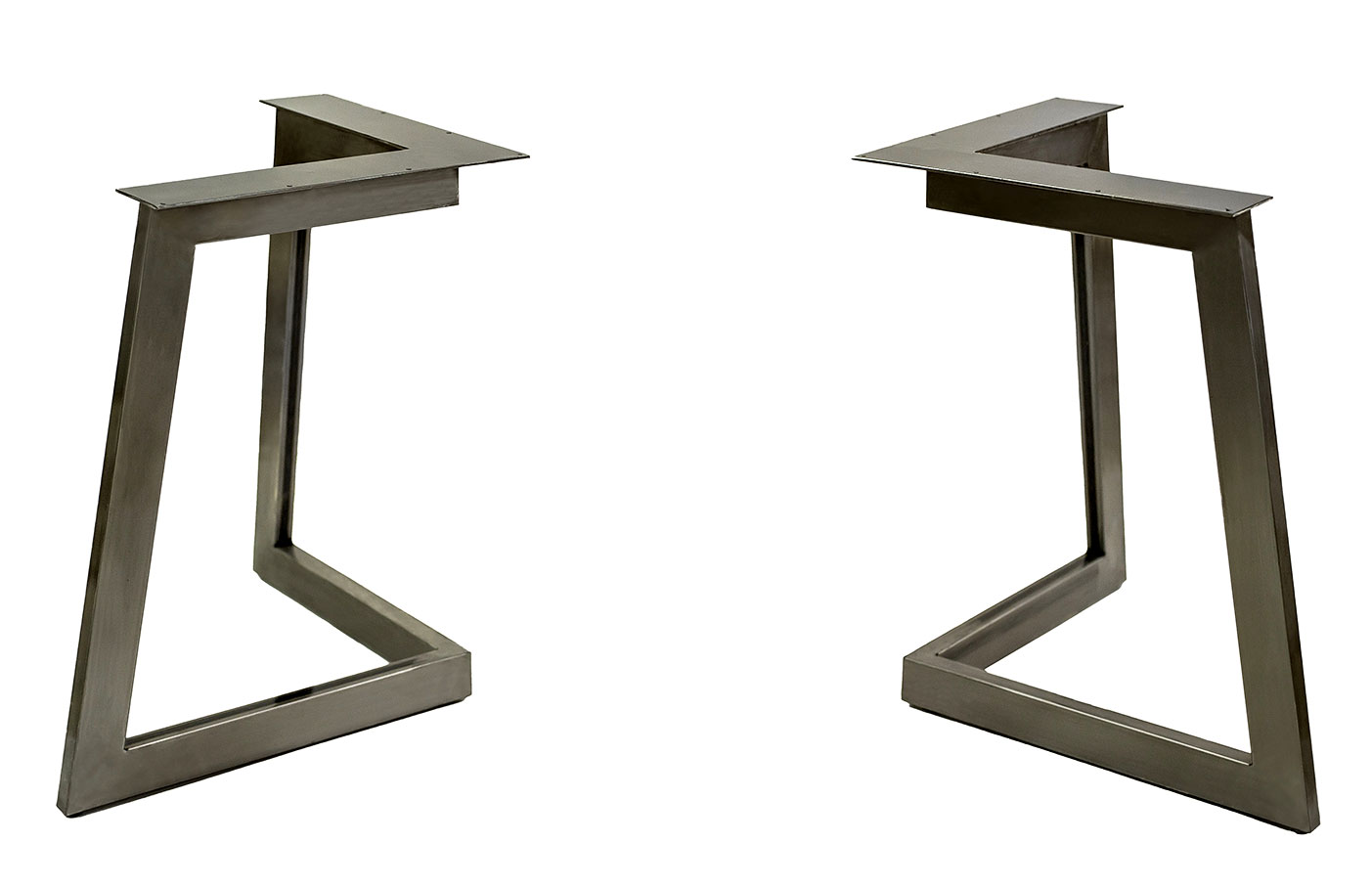 Tischgestell Design-Form aus Stahl 2er Set 80×72,5 cm klar lackiert