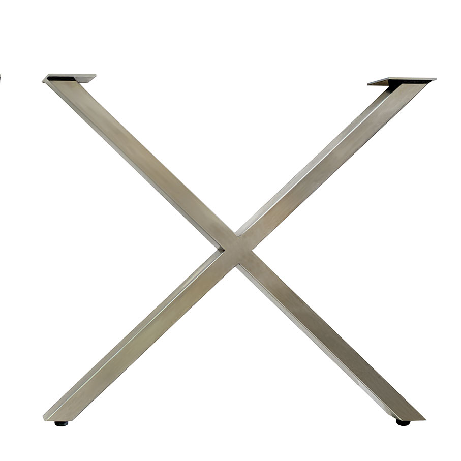 Tischgestell X-Form aus Stahl 80×72,5 cm klar lackiert